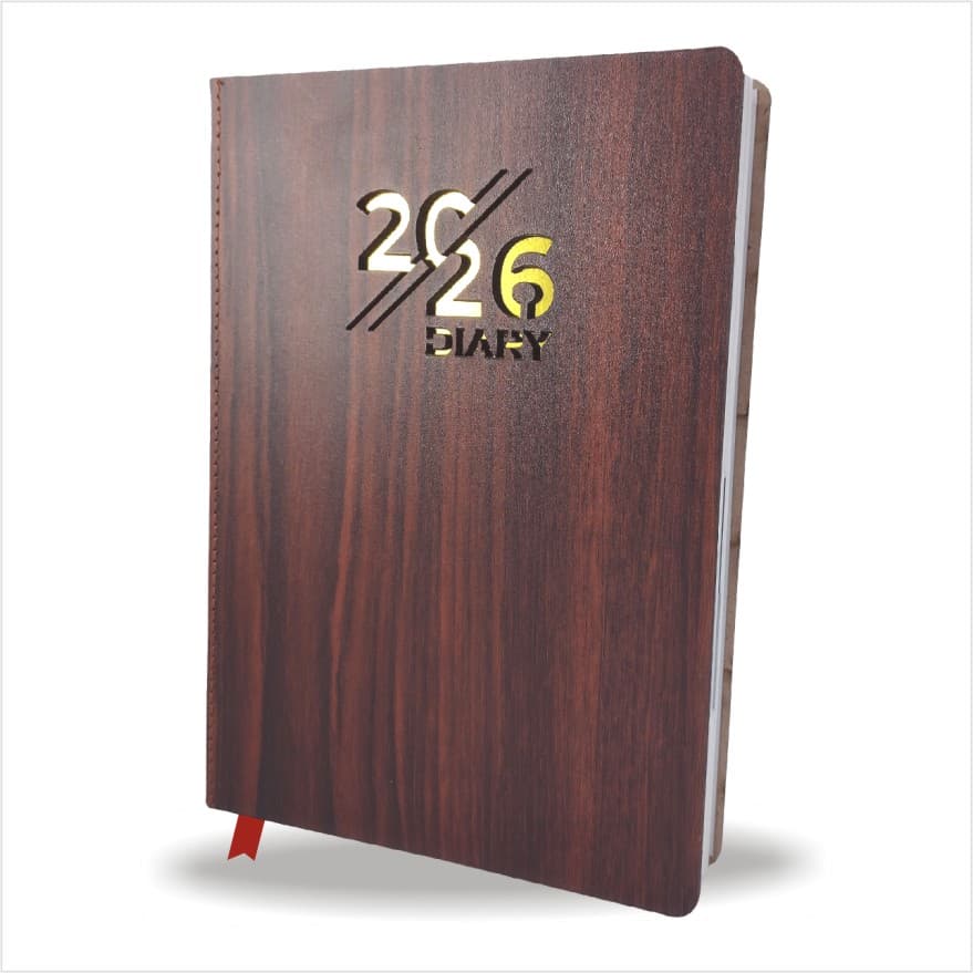 A5 Wooden Gold Planner Diary 2026
