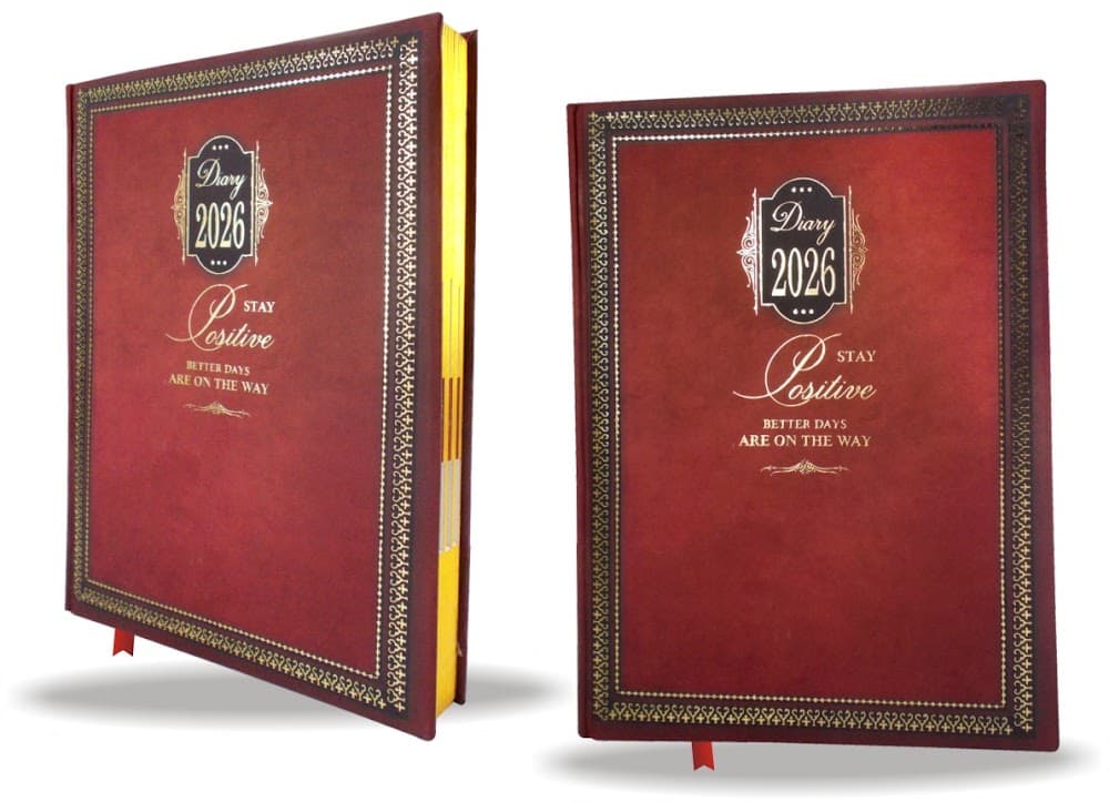 Red Gold Border Corporate Planner Diary 2026