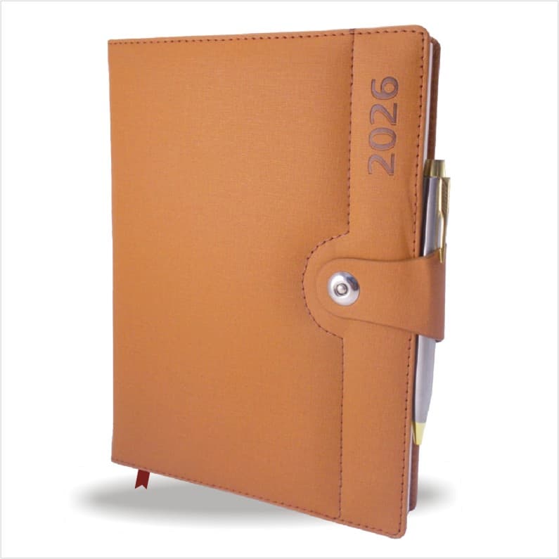 Canvas Button Magnetic Flap Leather Diary