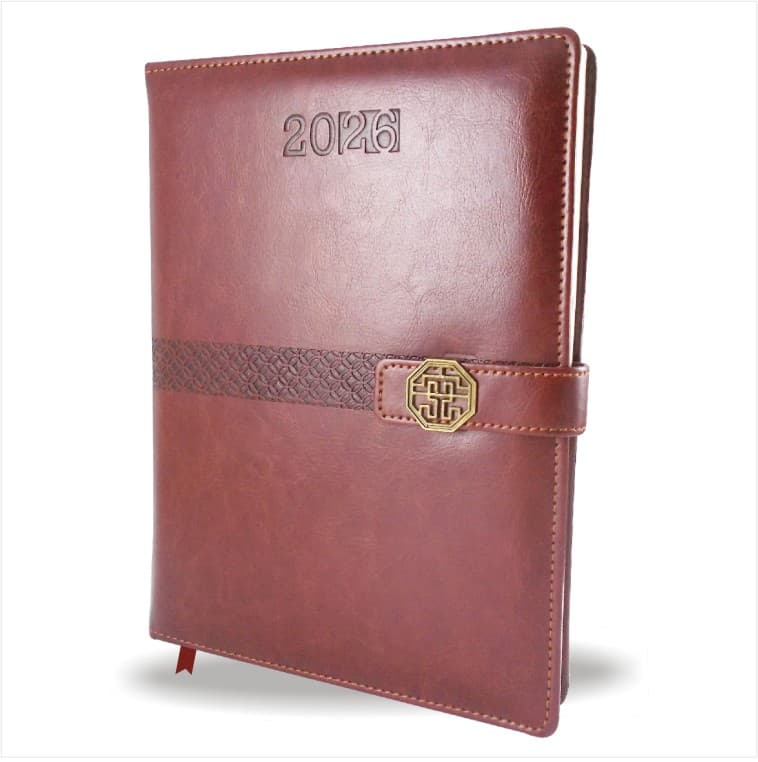 Antique Cherry Leather Diary with Flap